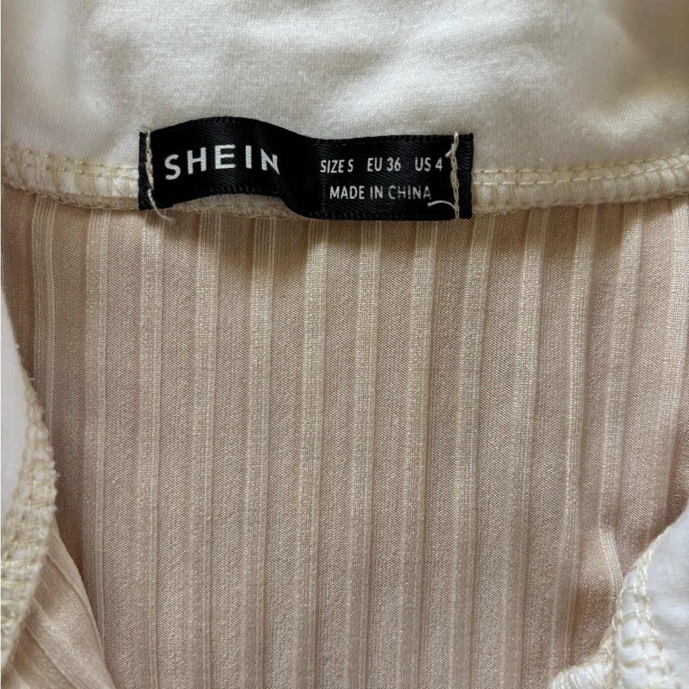 SHEIN Cream Ribbed Top - Picture 2 of 2